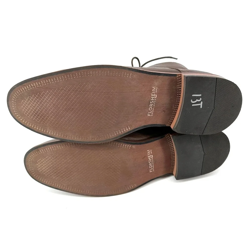 Florsheim Mens 15085-200 Brown Leather Medallion Toe Chukka Boots 10.5D